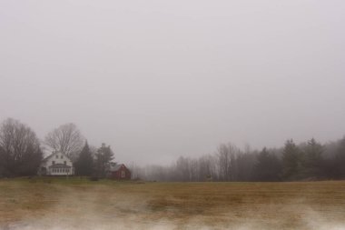 Quebec 'te sisli bir günde Kanada kırsalının manzarası