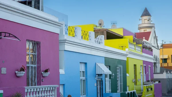 Den Färgstarka Arkitekturen Malajkvarteret Kapstaden Sydafrika Stockfoto