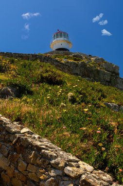 Güney Afrika 'daki Ümit Burnu' ndaki deniz fenerinin manzarası
