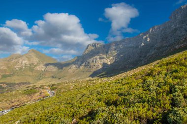 Güney Afrika 'daki Cape Town' daki ünlü Lions Head Mountain 'ın görüntüsü