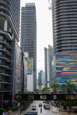 Miami, Florida, ABD 'deki Brickell şehir merkezinin modern mimarisi