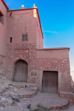 Ksar Ait Ben Haddou, a fortified settlement, inscribed on the UNESCO World Heritage List in 1987. red clay buildings.  clipart