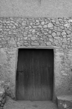 Ksar Ait Ben Haddou 'nun siyah beyaz fotoğrafı 