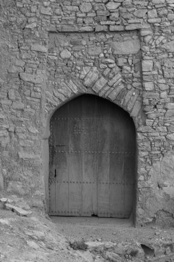 Ksar Ait Ben Haddou 'nun siyah beyaz fotoğrafı 