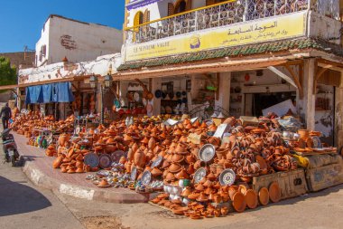 Pretty Moroccan pottery in one of the country's many souks clipart