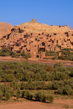 Fas 'taki ünlü Ait Ben Haddou kalesinin manzarası.