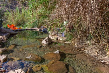 Souks installed on the small river of the Valle du Paradis, near Agadir in Morocco clipart