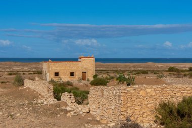 Seaside landscape of the Moroccan countryside seen from along the road in the Safi region clipart