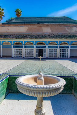 19 Ekim 2024, Marakeş, Fas. Marakeş, Fas 'taki Medersa Ben Youssef' in mimari detayları