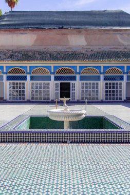 19 Ekim 2024, Marakeş, Fas. Marakeş, Fas 'taki Medersa Ben Youssef' in mimari detayları