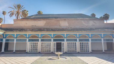 19 Ekim 2024, Marakeş, Fas. Marakeş, Fas 'taki Medersa Ben Youssef' in mimari detayları