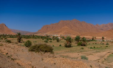 Tafraoute kasabasından görülen Fas Yüksek Atlas Dağları