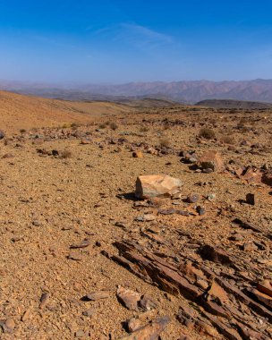 Tafraoute kasabasından görülen Fas Yüksek Atlas Dağları