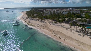 Punta Cana, Dominik Cumhuriyeti 'ndeki Bavaro Sahili' nin havadan görünüşü