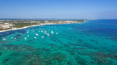 Punta Cana, Dominik Cumhuriyeti 'ndeki Bavaro Sahili' nin doğa manzarası.