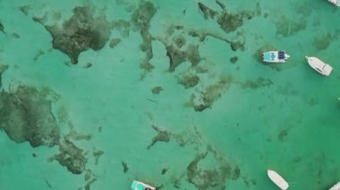 Punta Cana, Dominik Cumhuriyeti 'ndeki Bavaro Sahili' nde tekneler üzerinde uçuş.