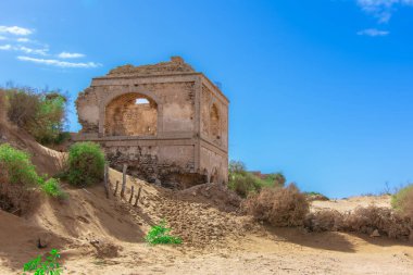 Fas 'taki Essaouira kasabası yakınlarındaki Sultan' ın sarayının harabesi.