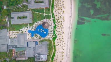 Punta Cana, Dominik Cumhuriyeti 'ndeki Bavaro Sahili' nin havadan görünüşü