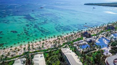 Punta Cana, Dominik Cumhuriyeti 'ndeki Bavaro Sahili' nin havadan görünüşü