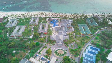 Punta Cana, Dominik Cumhuriyeti 'ndeki Bavaro Sahili' nin havadan görünüşü