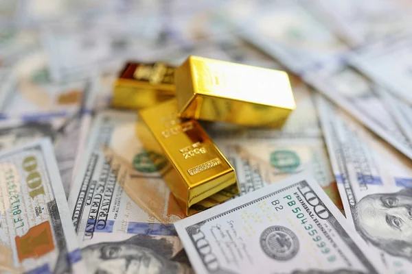 Close Stack Small Golden Ingots Pots Money Cash Accumulation Wealth — Foto Stock