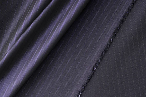 Tecido Preto Listrado Perto Têxtil Ondulado Com Tiras Pretas Cinza — Fotografia de Stock