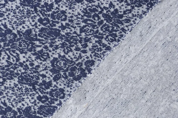 Tessuto Blu Bianco Con Motivo Floreale Faccia Parte Posteriore Del — Foto Stock