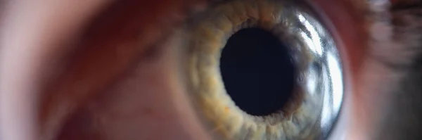 Close Female Charming Green Blue Eye Eyelashes Good Vision Contact — стоковое фото