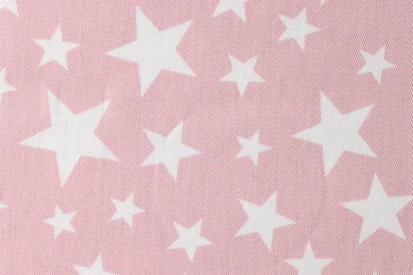Розовая Хлопчатобумажная Ткань Звёздным Рисунком Детской Одежды Мягкий Текстильный Материал — стоковое фото