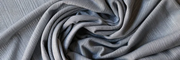 Zbliżenie Wzorów Tekstylnych Teksturowanych Tło Szarej Tkaniny Bawełnianej — Zdjęcie stockowe