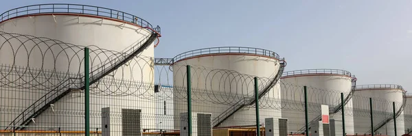 Terminal Armazenamento Petróleo Gás Com Silo Petroleiro Conceito Tanque Gás — Fotografia de Stock