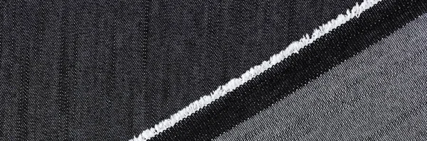 Close Van Zwarte Grijze Jeans Geweven Achtergrond Abstract Materiaal Voor — Stockfoto