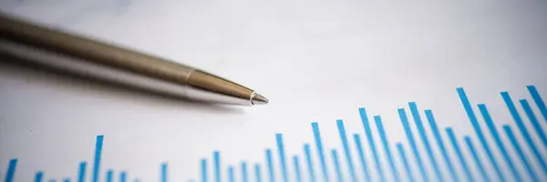 Närbild Affärsdiagram Och Analysrapport Statistik Data Resultattillväxtdiagram Finansiering Och Investeringar — Stockfoto