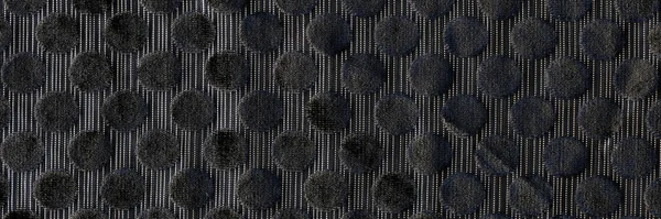 Close Black Fabric Velvet Dots Stripes Cloth Polka Dot Print — Stock fotografie