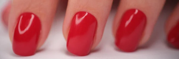 Hand Red Classic Manicure Nails Beautiful Red Manicure — Stock Photo, Image