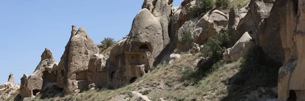 Jeskynní Dům Uchisar Vesnice Cappadocia Turecko Kamenné Starobylé Domy Turecku — Stock fotografie