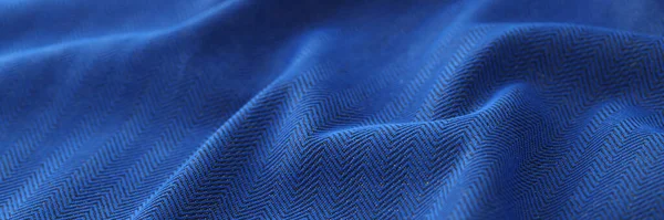 Close Fundo Textura Tecido Espinha Peixe Preto Azul Padrão Pano — Fotografia de Stock