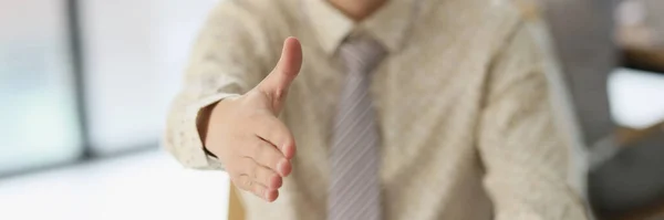 Businessman Extending His Hand Handshake Partner Office Partnership Concept — Stockfoto