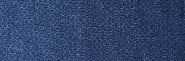 Tecido Azul Com Padrão Geométrico Como Fundo Têxtil Azul Com — Fotografia de Stock