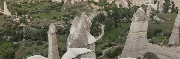 Mountain Top View Landscape Cappadocia Rocky Mountains Caves Fairy Chimneys — Zdjęcie stockowe