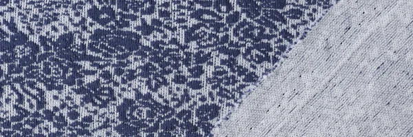 Blaues Und Weißes Textil Mit Blumenmuster Gesicht Und Rückseite Des — Stockfoto