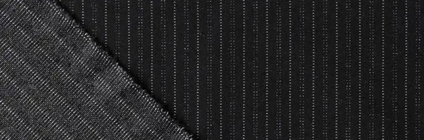 Черная Шерстяная Ткань Белыми Пунктирными Линиями Формальной Одежды Верхнего Вида — стоковое фото