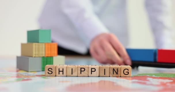 Consegna Container Trasporto Merci Trasporto Parole Servizi Società Logistica — Video Stock