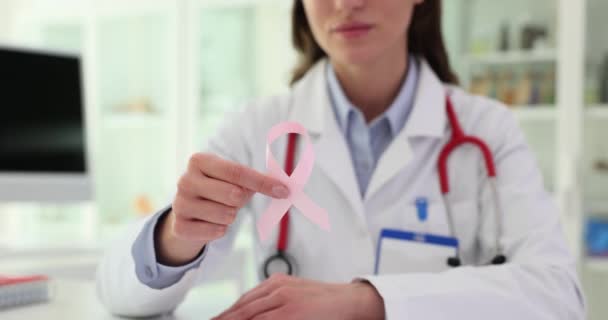Pembe Kurdele Göğüs Kanseri Farkındalığı Kadın Sağlığı Onkoloji — Stok video