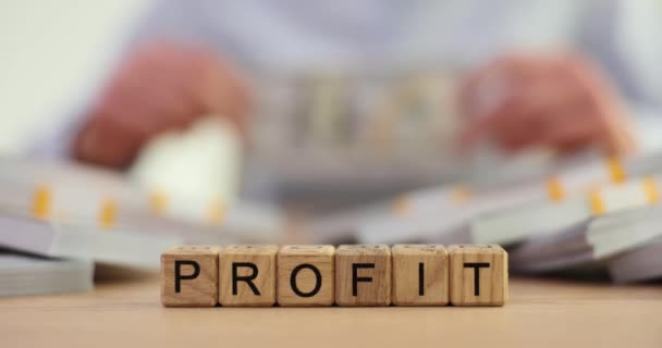 Business People Count Money Dollars Word Profit Profit Savings Stack — Stock Video
