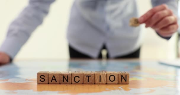Sanções Contra Agressor Russo Sanções Económicas Políticas Contra Rússia Guerra — Vídeo de Stock