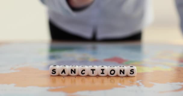 Economic Sanctions Russia Fist Card Global Sanctions Cancels Russian Economy — Stock Video