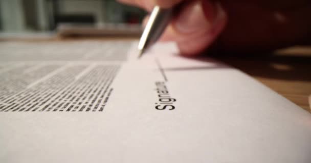Closeup Letter Signature Business Agreement Consent Business Transaction — Stock Video