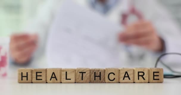 Hands Doctor Pharmacy Clinic Writing Prescription Medicines Health Wellness Medical — Stock Video