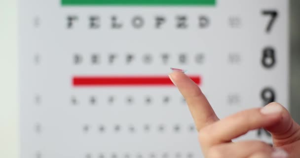 Gros Plan Doigt Femme Des Lentilles Contact Sur Table Ophtalmologiste — Video